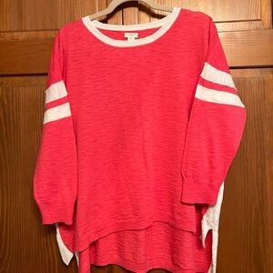 Oversized slubby cotton pullover 3/4 lightweight sweater. High-lo cut. NWOT